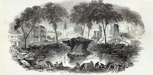 Il Bowling-green e Broadway, New York, da The Illustrated London News, 23 agosto 1845 da English School